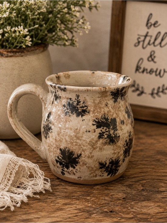 stoneware pottery Other - Stoneware Pottery Mug Spotted Speckled‎ Earth Tone Hand Thrown With Maker Mark